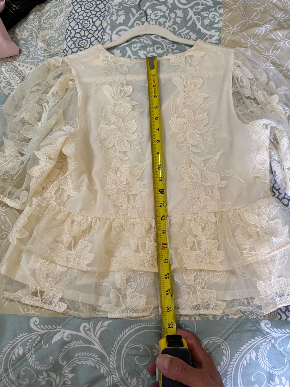 Express Cream Lace Ruffle V-Neck Blouse, USED - Picture 13 of 13